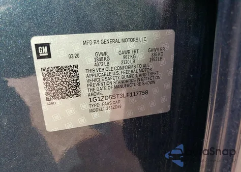 2020 Chevrolet Malibu Lt z USA, uszkodzony, nr VIN 1G1ZD5ST3LF117758